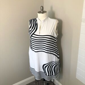 Chic Black and White Striped Golf Dress